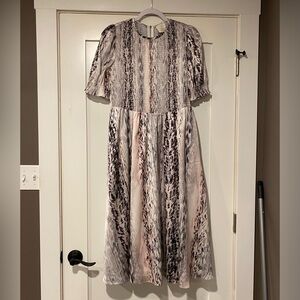 TED BAKER LONDON Pink & Gray Snakeskin Print Dress Size 3